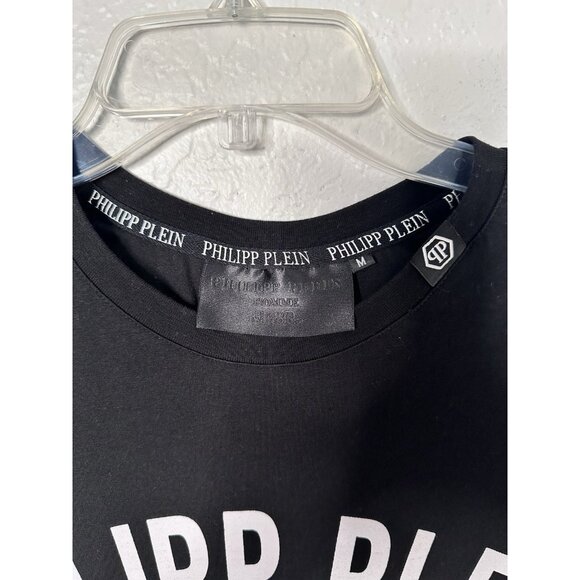 Philipp Plein Women's Embellished Rhinestone Sz M Black T-shirt Made in Italy - Picture 3 of 8